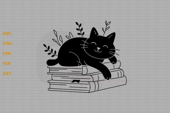Black Cat Sleeping on Books SVG Cut File Review