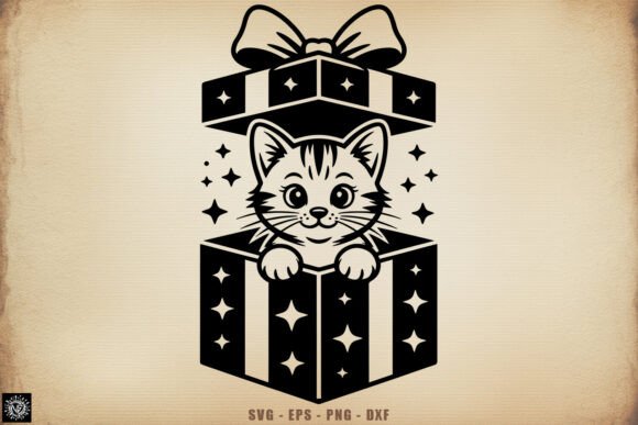 Christmas Kitten in Gift Box SVG Review