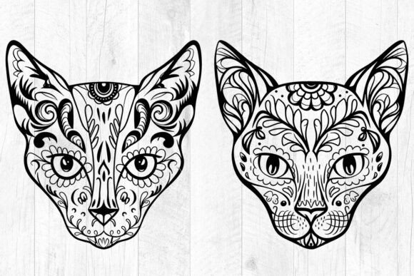 Day of the Dead Cat SVG for Embroidery Projects