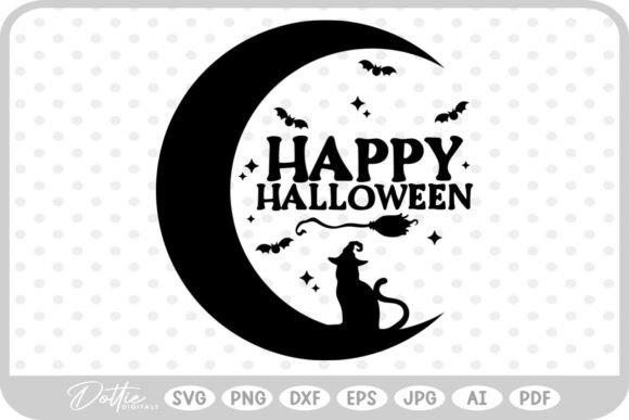 Halloween Moon Cat SVG PNG DXF Review