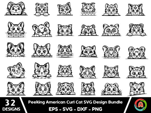 Peeking American Curl Cat Svg Bundle Review