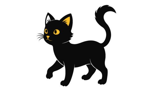 Reviewing the Cartoon Illustration of a Black Cat Svg
