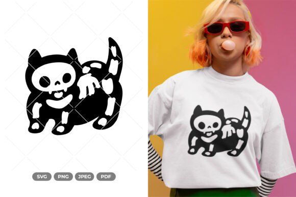 Skeleton Cat SVG Clipart - Cut File Review