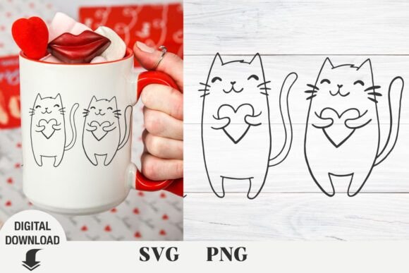 Valentine Day Cat Svg for Embroidery Projects